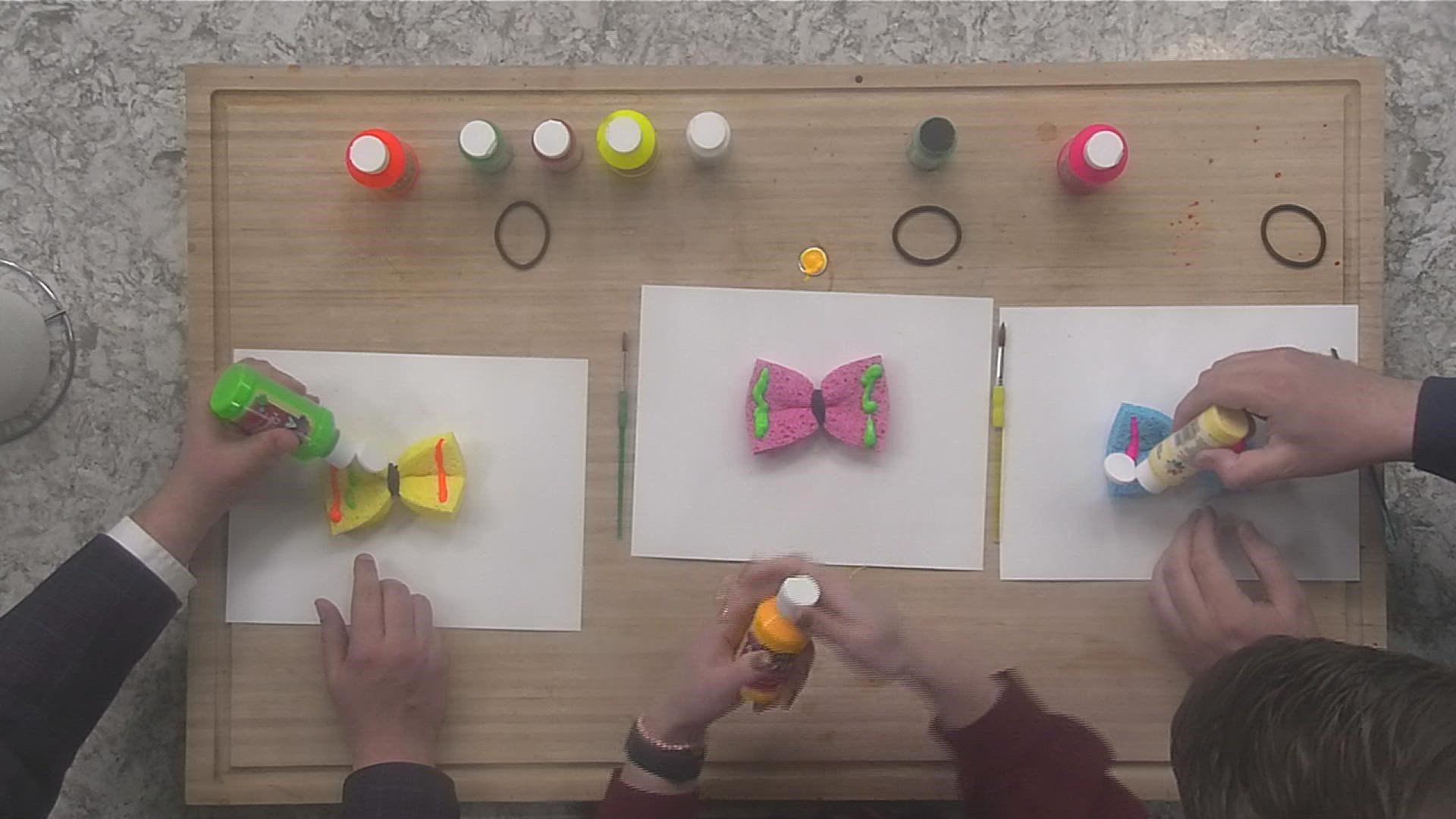 You can make a beautiful butterfly with just a sponge and some paint!