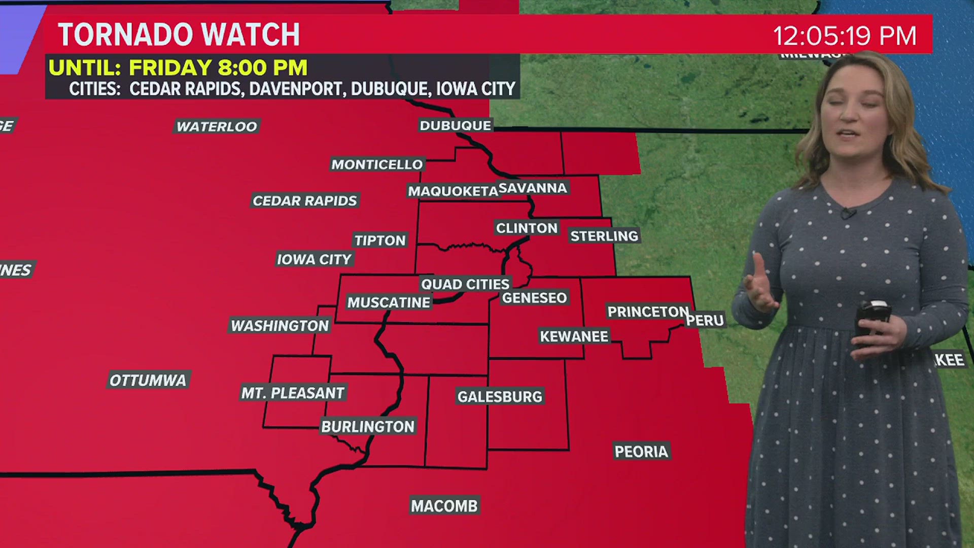 A Tornado Watch is in effect for the Quad Cities until 8 p.m. Friday.