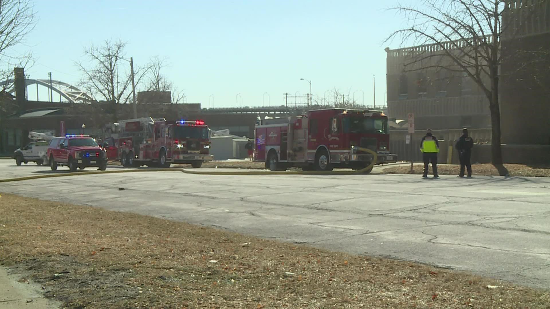 One person was rescued from a window of the vacant building in the 600 block of W. 2nd St. in Davenport.