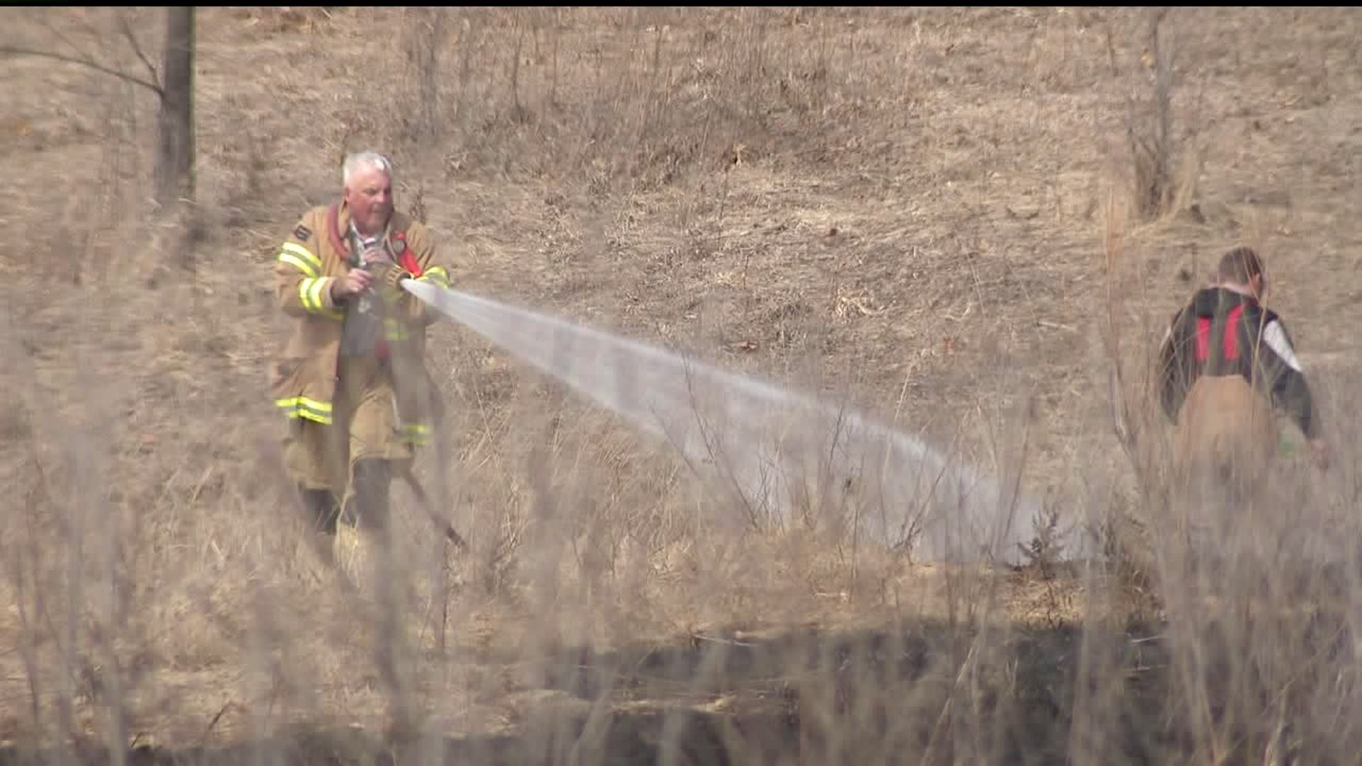 Firefighters contain brush fire