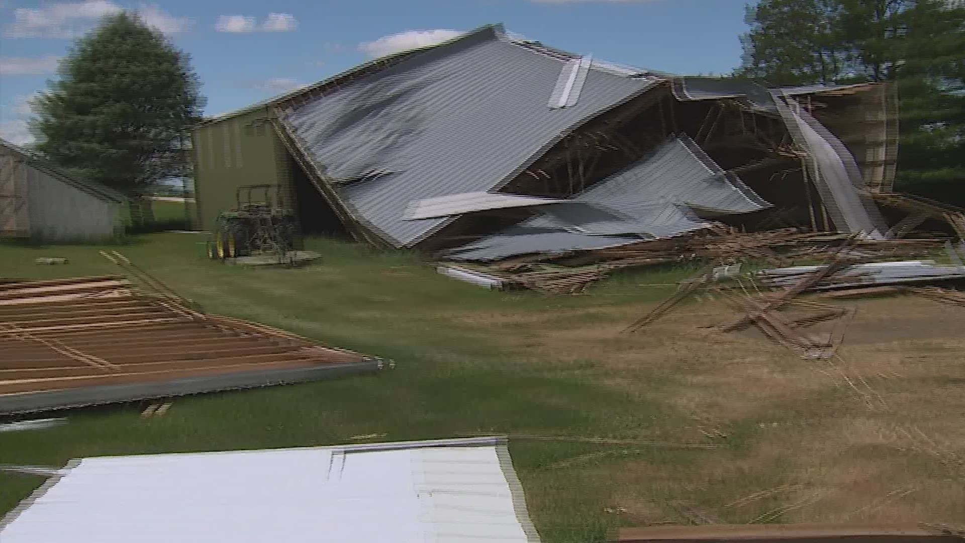 Winds up to 100 miles per hour struck rural Jackson County Sunday evening.