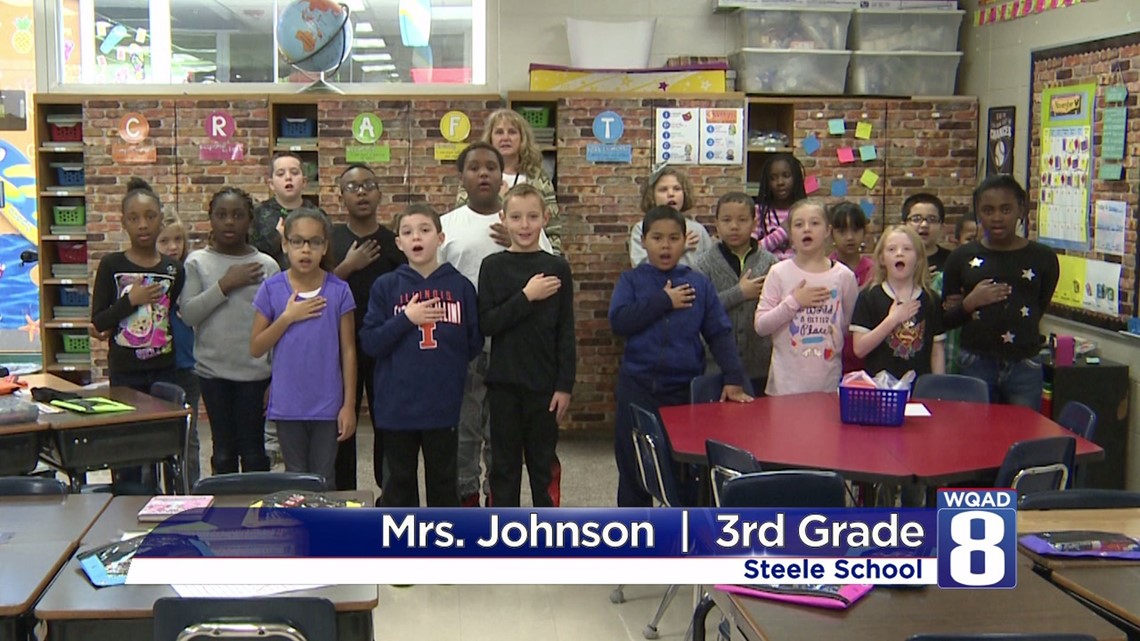 The pledge from Mrs. Johnson’s class at Steele Elementary