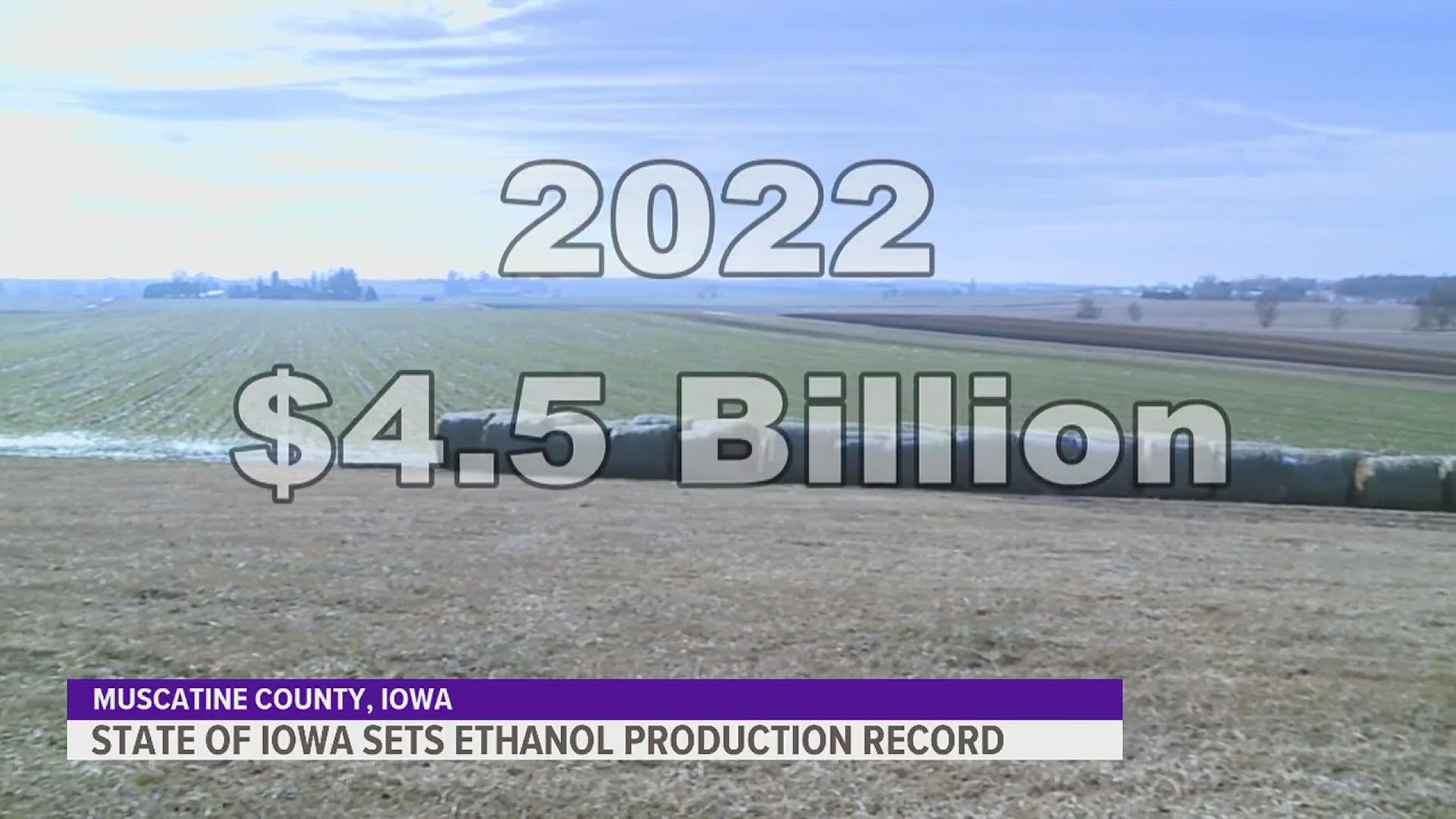 In 2022, Iowa produced 4.5 million gallons of Ethanol.