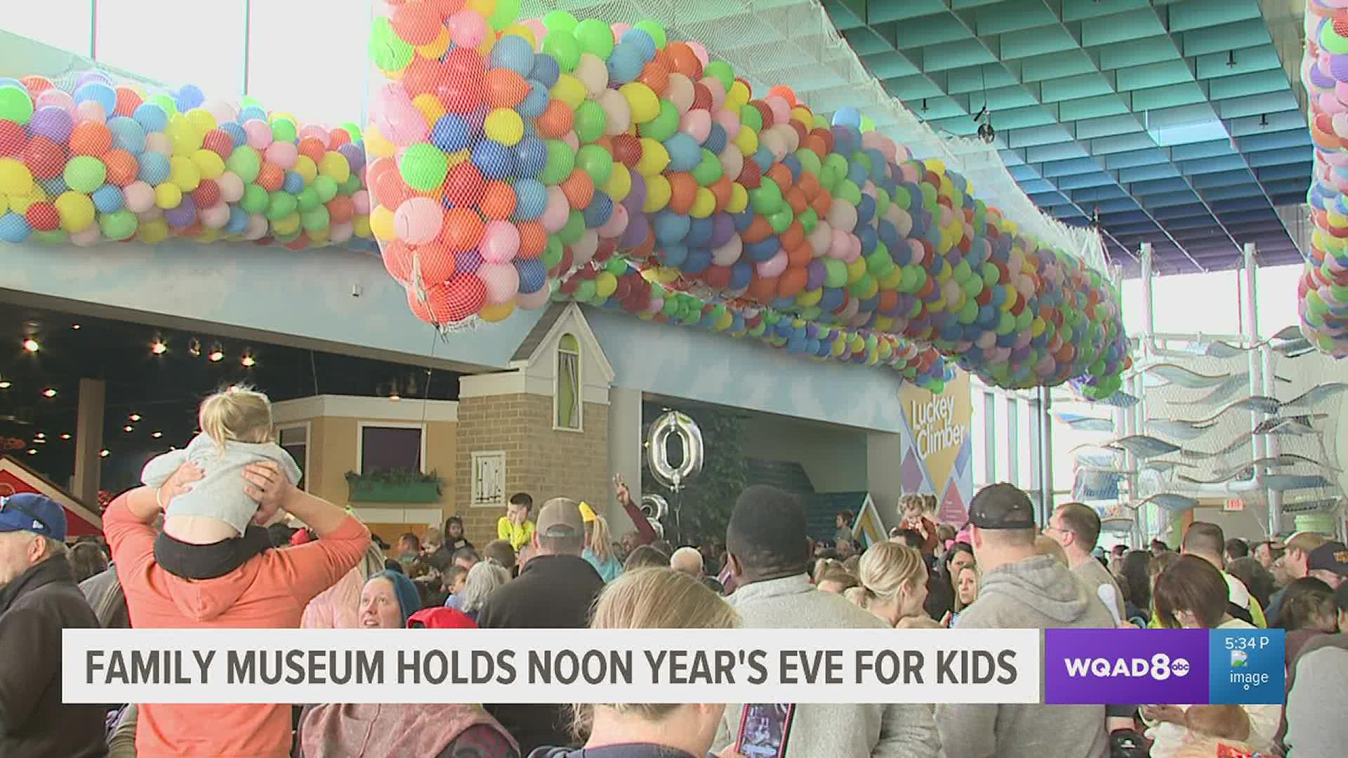 Hundreds of families brought their children to Bettendorf's Family Museum for their "Noon Year's Eve" event, where they got a head start on ringing in the new year.