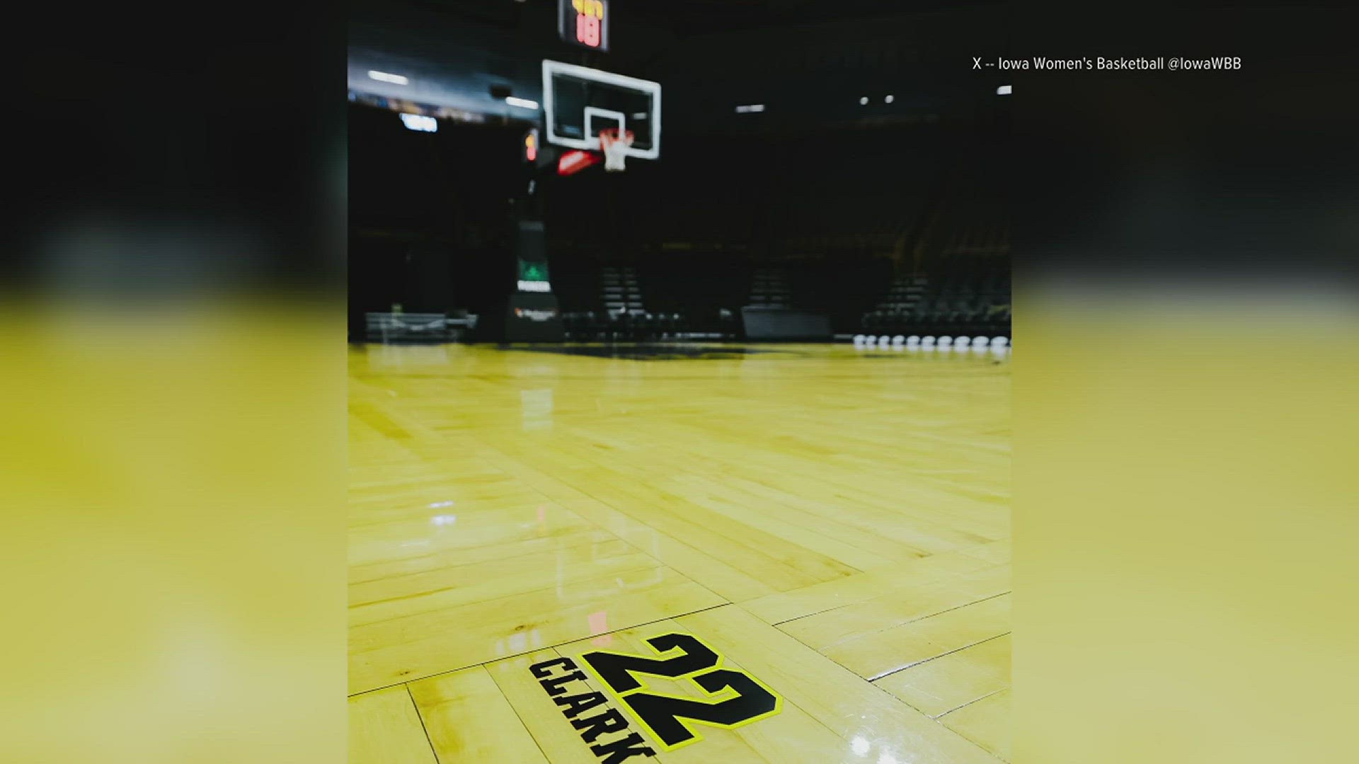 Clark broke the NCAA scoring record on Thursday, Feb. 15. Now, the spot from which she shot her record-breaking three-pointer has a logo bearing her name.