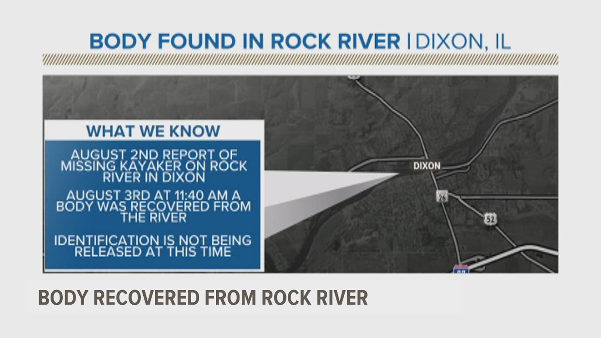 The body was recovered from the river at about 11:40 a.m. Wednesday near Rock River Estates.