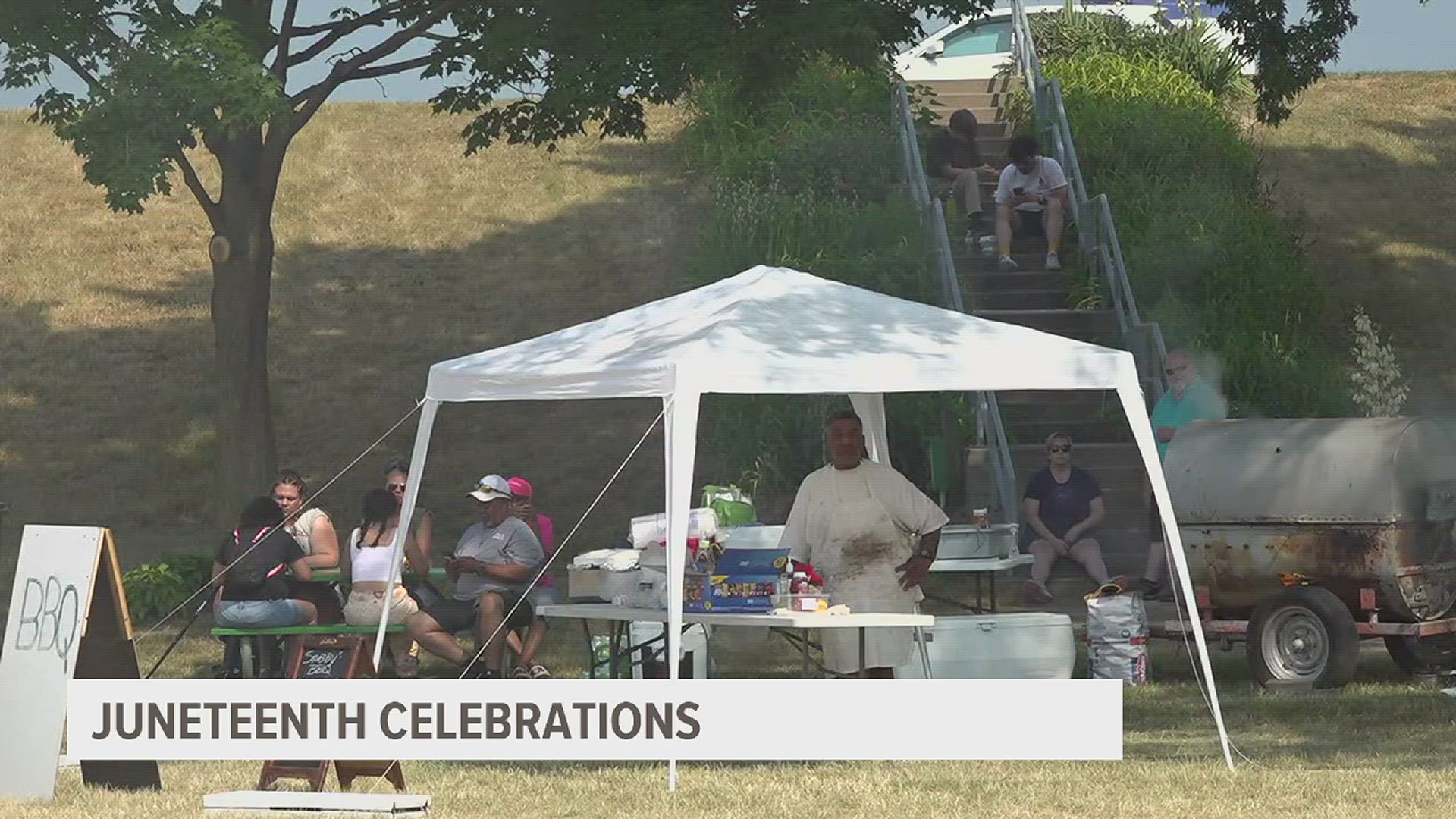 The celebration included arts and crafts for kids and live music, along with a speech from Clinton's mayor commemorating the holiday.