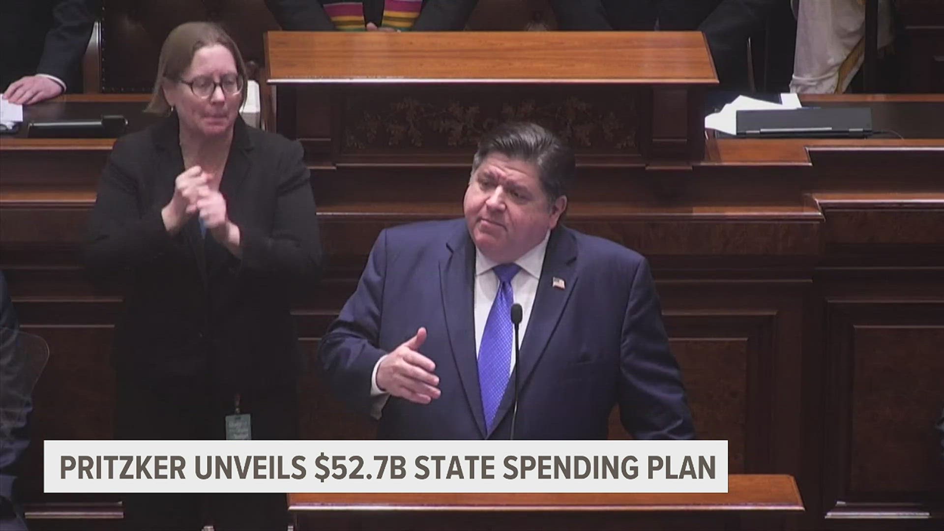 Pritzker outlined a $53 billion spending plan, including $182 million to help incoming migrants.