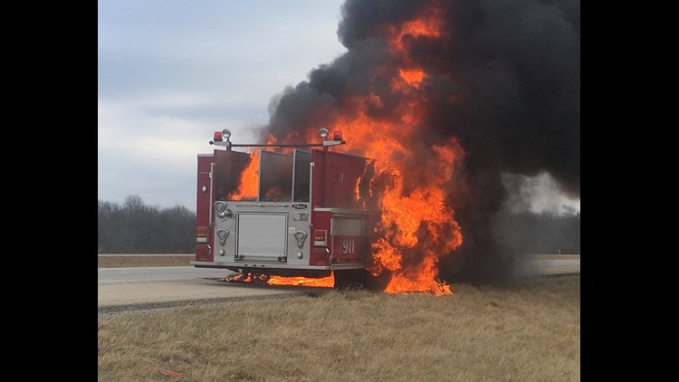 Fire truck on fire briefly closes portion of I-74 in Knox County | wqad.com