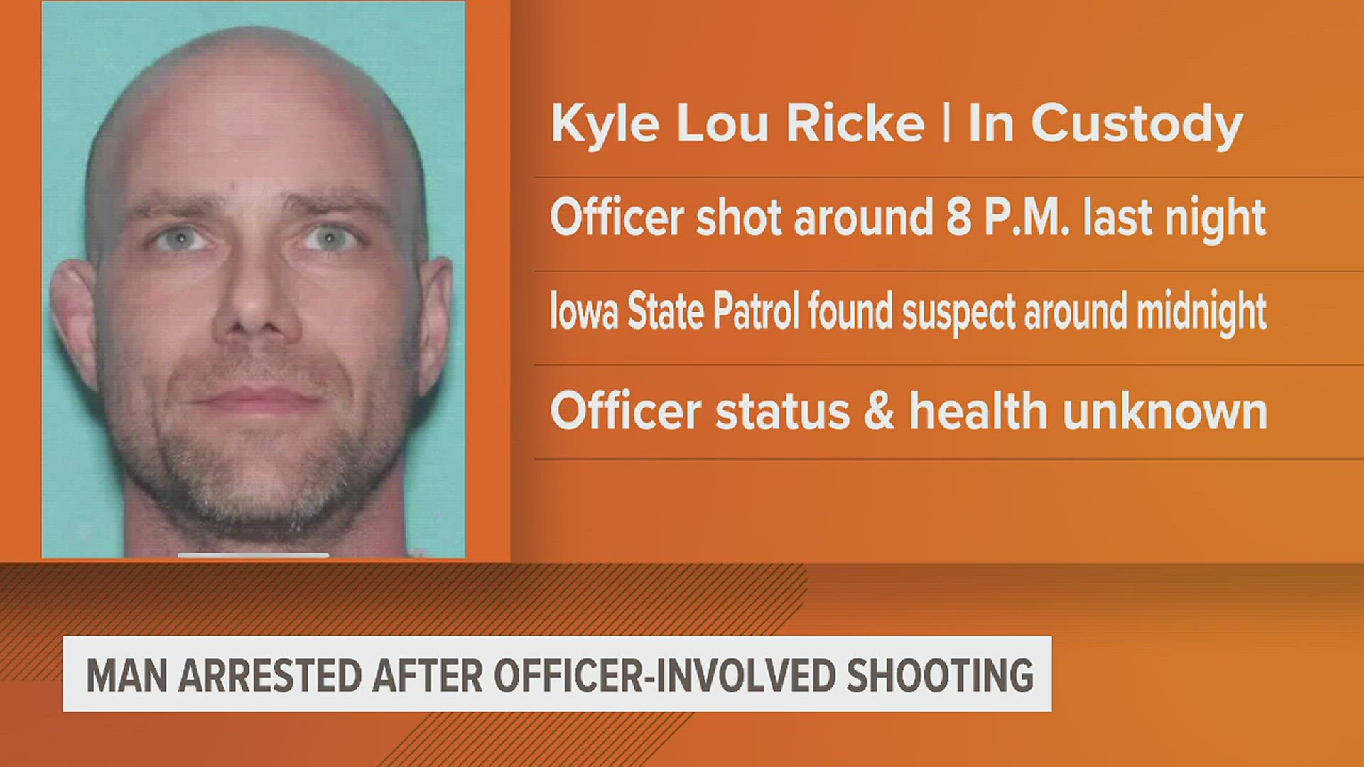 43-year-old Kyle Ricke allegedly shot at police Wednesday night in Algona, Iowa. After a shelter in place order was enacted the suspect was apprehended.