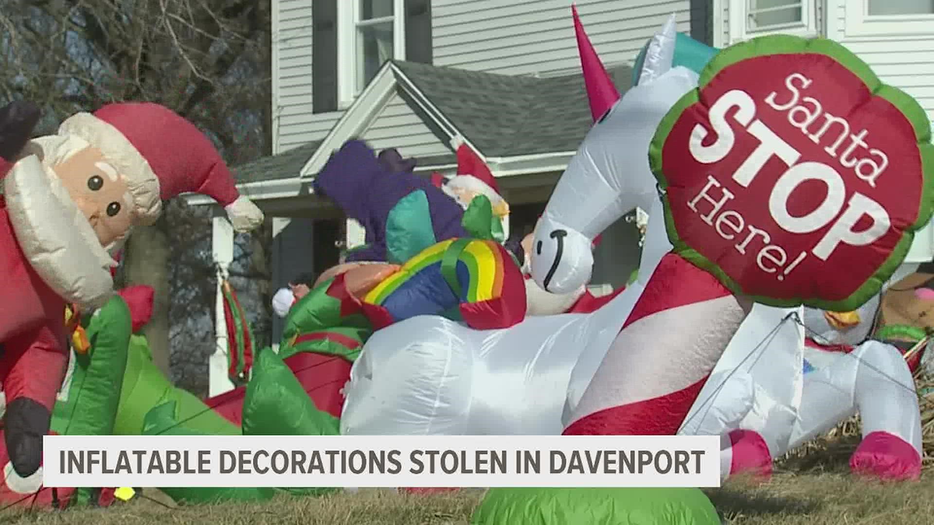 Connie Hart has been collecting inflatable decorations for nine years. For the first time, she had them stolen for her yard