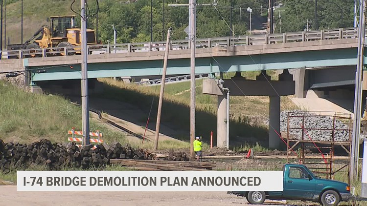 Old I-74 Bridge prepares for 'piece by piece' demolition