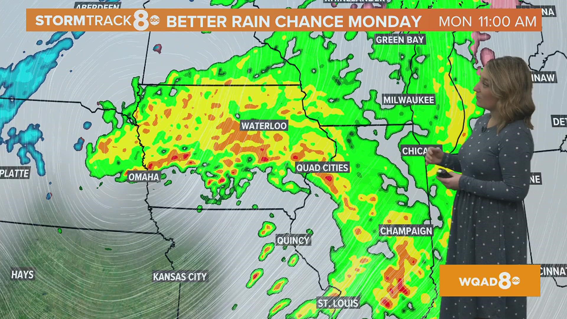 Good chance of rain on track for Monday