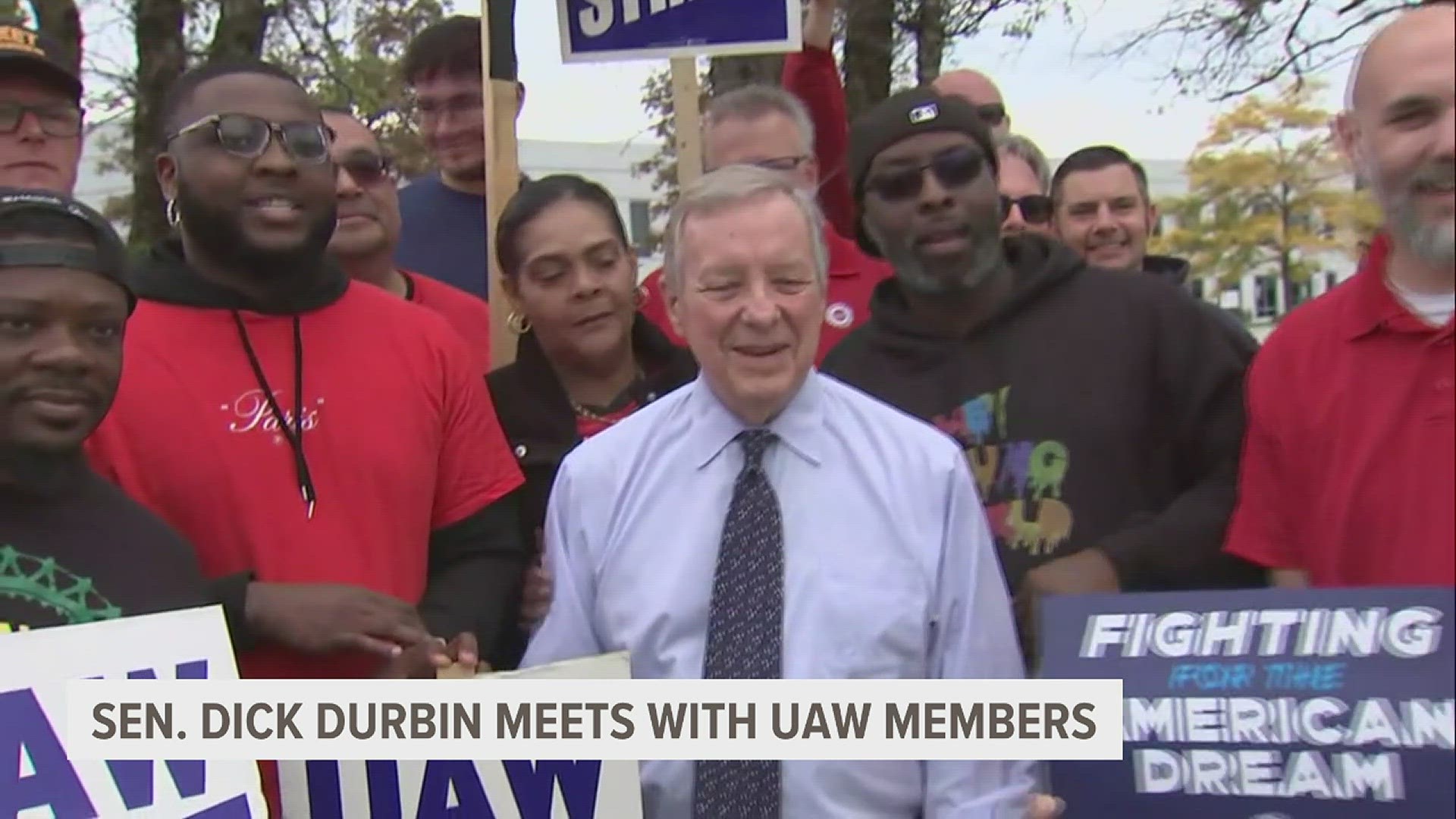 As the UAW expands their strike, Illinois senator Dick Durbin was seen meeting with workers in Boilingbrook, Ill.