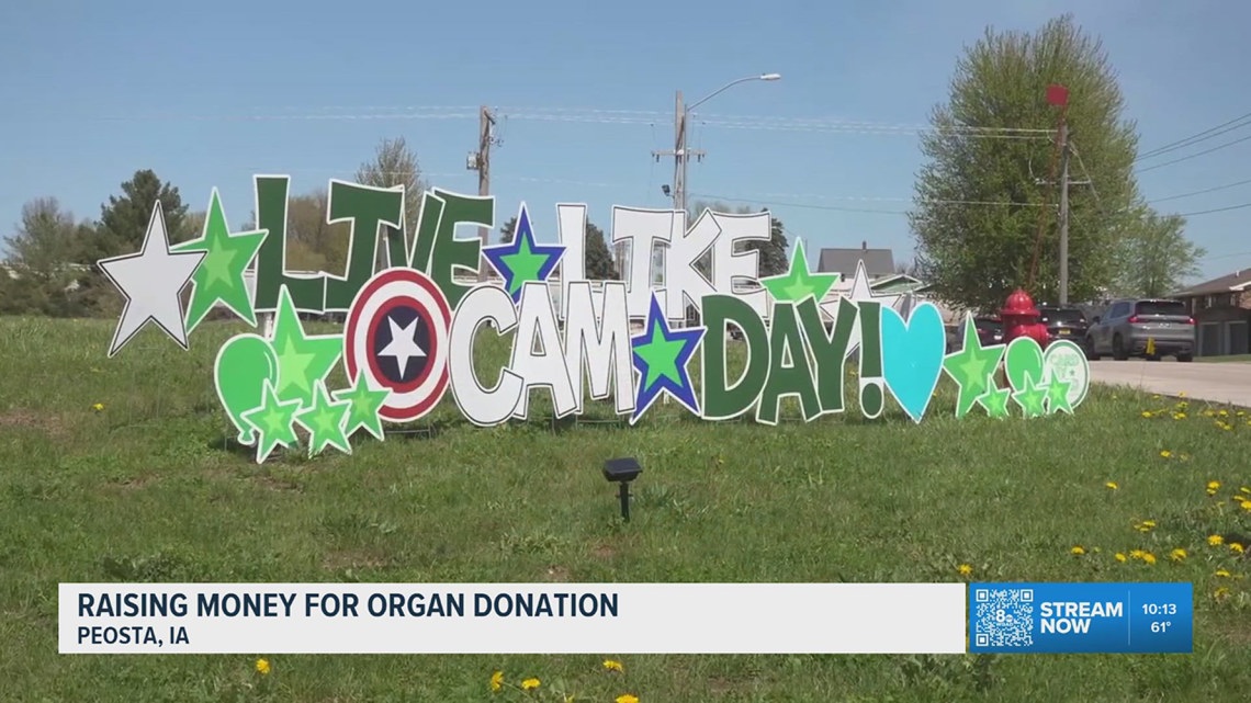 23 business in Peosta, Iowa are honoring an organ donor that died in a 2024 crash