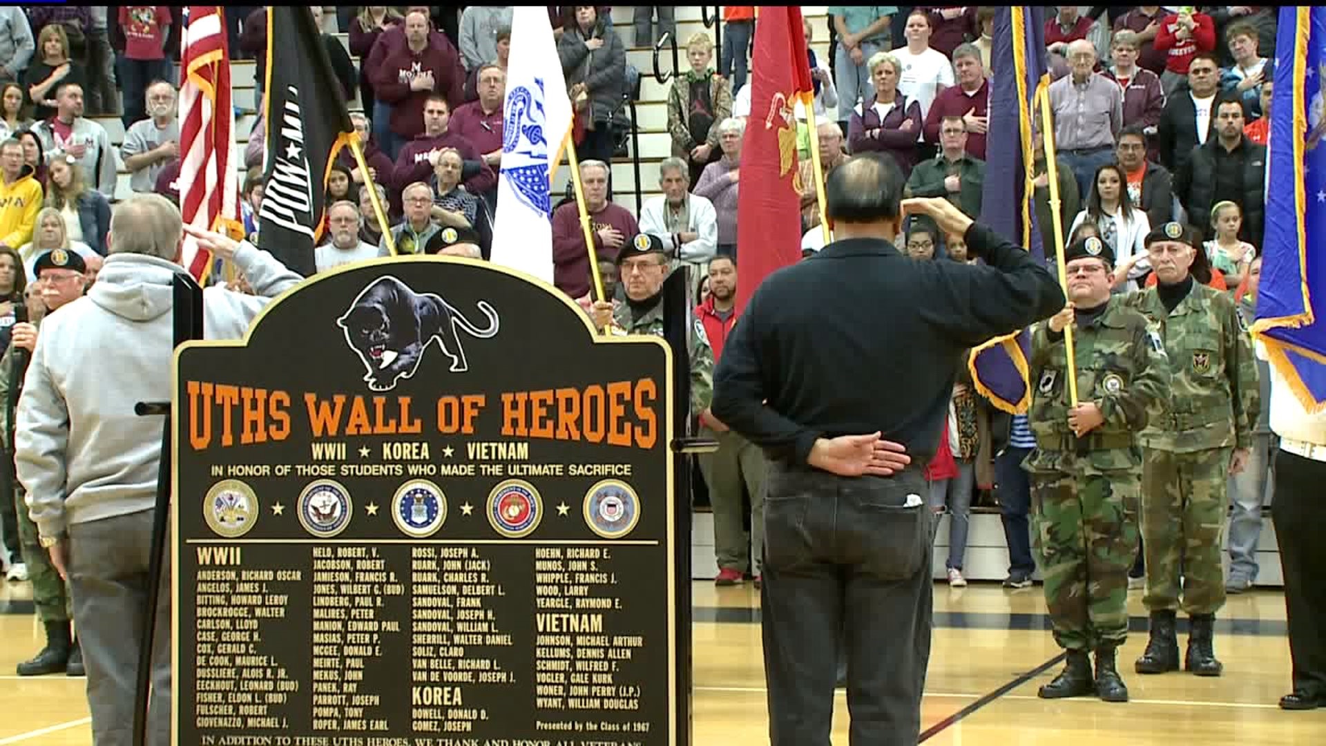 Wall of Heroes plaque presented at United Township High School