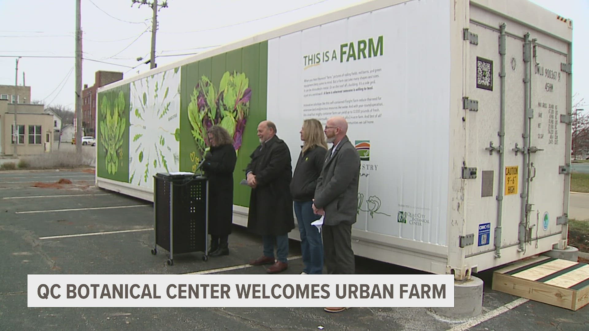 The entire farm is contained within a 320-square-foot freight container. The farm will mostly grow leafy greens and some other vegetables.