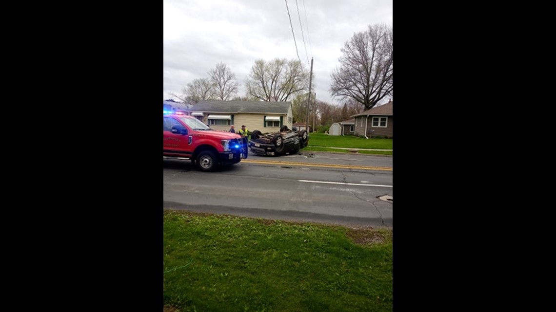 Davenport crash leaves truck flipped on Locust Street