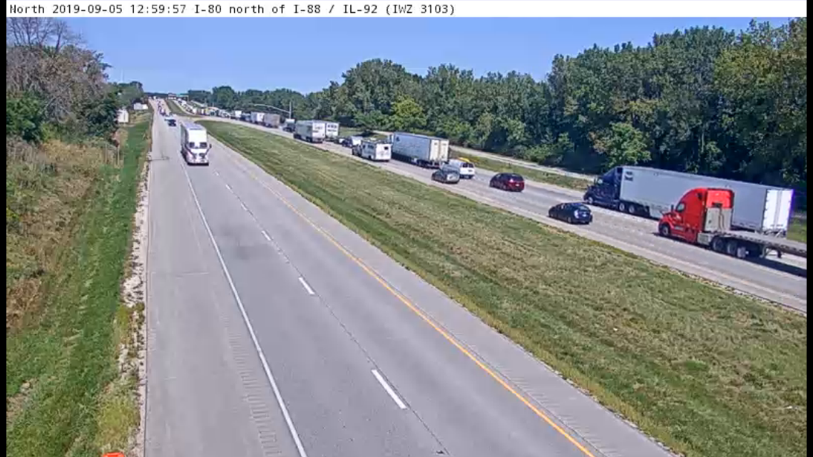 Iowabound I80 traffic moving again after backup slows traffic near