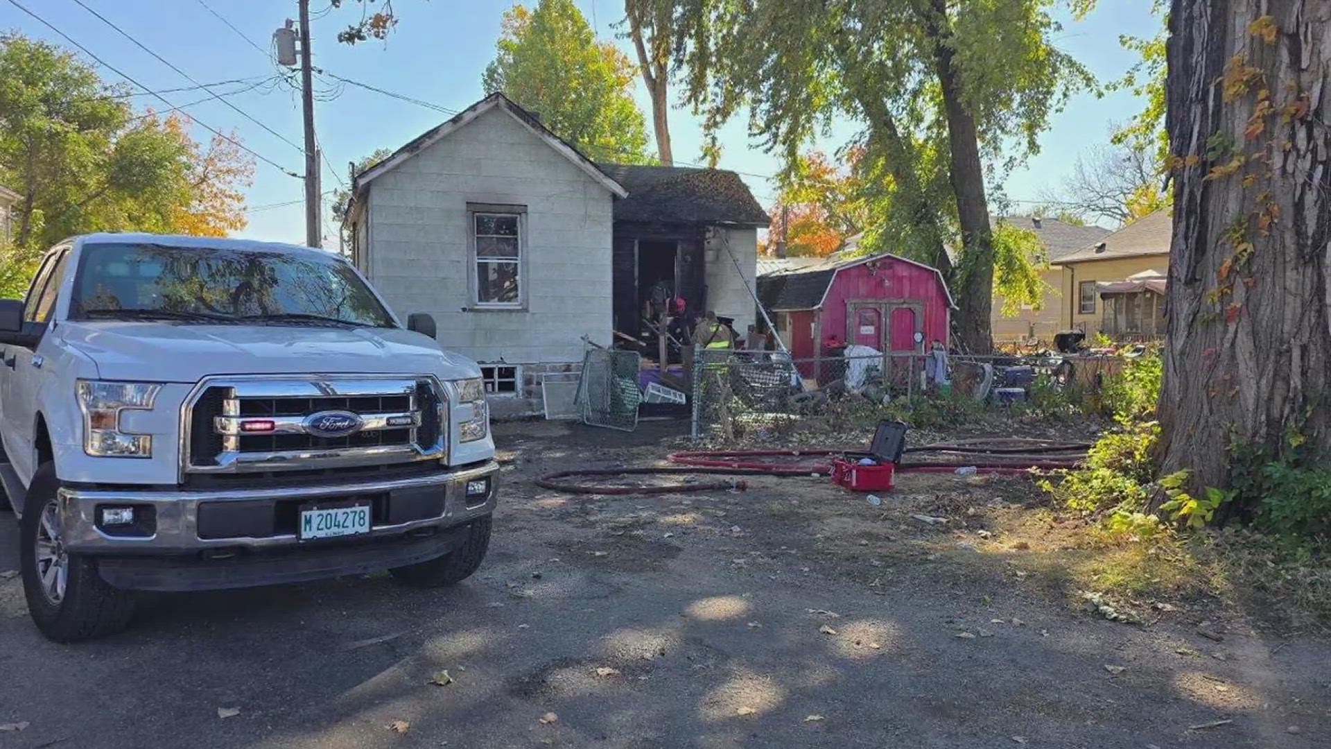 Fire crews responded to a call of smoke and flames coming from the home just before 8 on Wednesday morning.