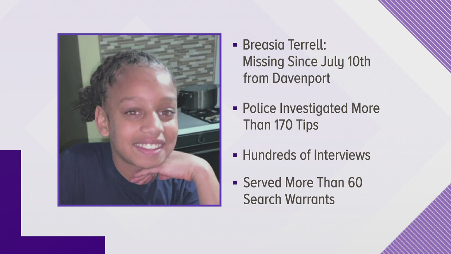 Davenport police ensured the Quad Cities that officers are continuing to investigate the disappearance of Breasia Terrell, asking for more information.