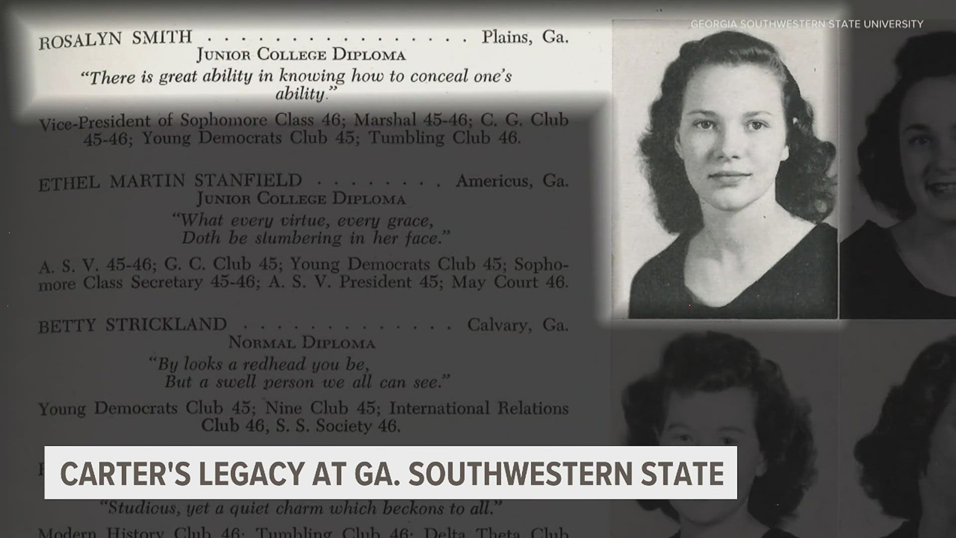 A graduate from Georgia Southwestern Campus, Rosalynn Carter was active in politics before making her way to the White House.