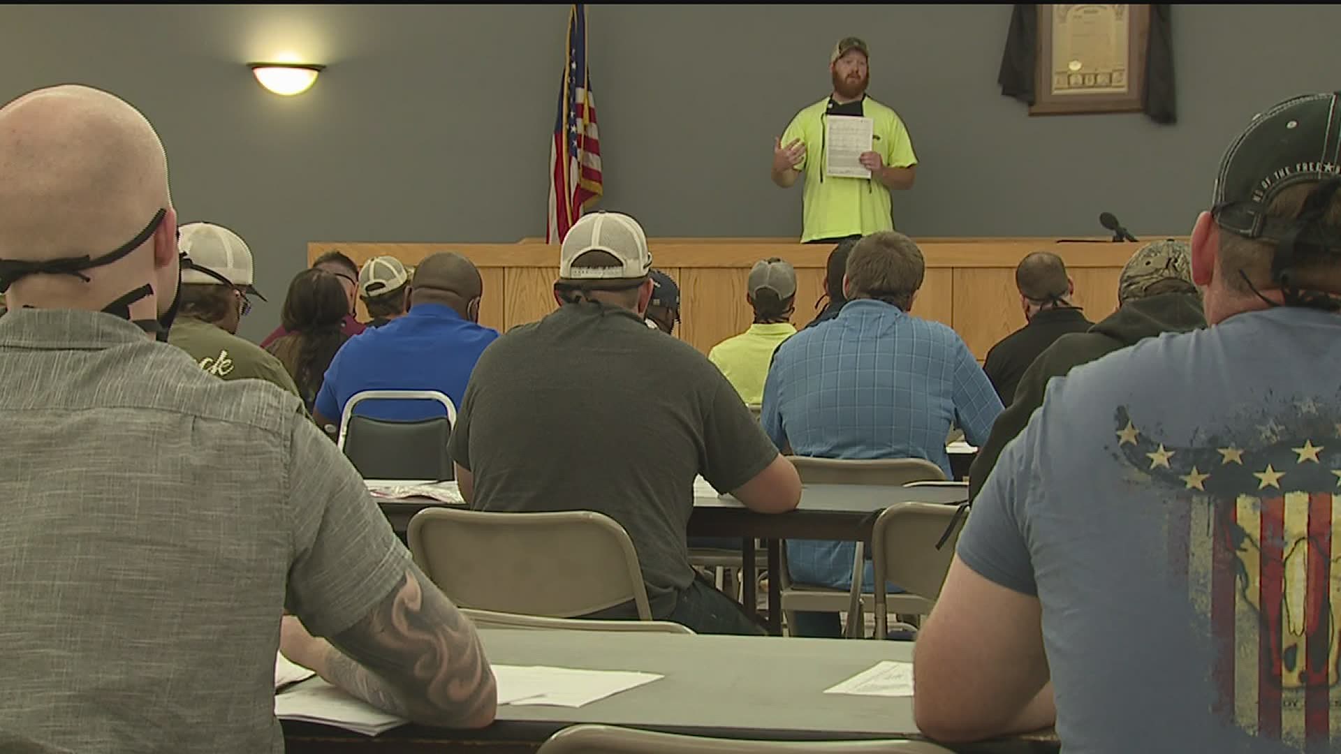 Hopeful recruits turn out to learn fill out applications and learn how to become a Millwright