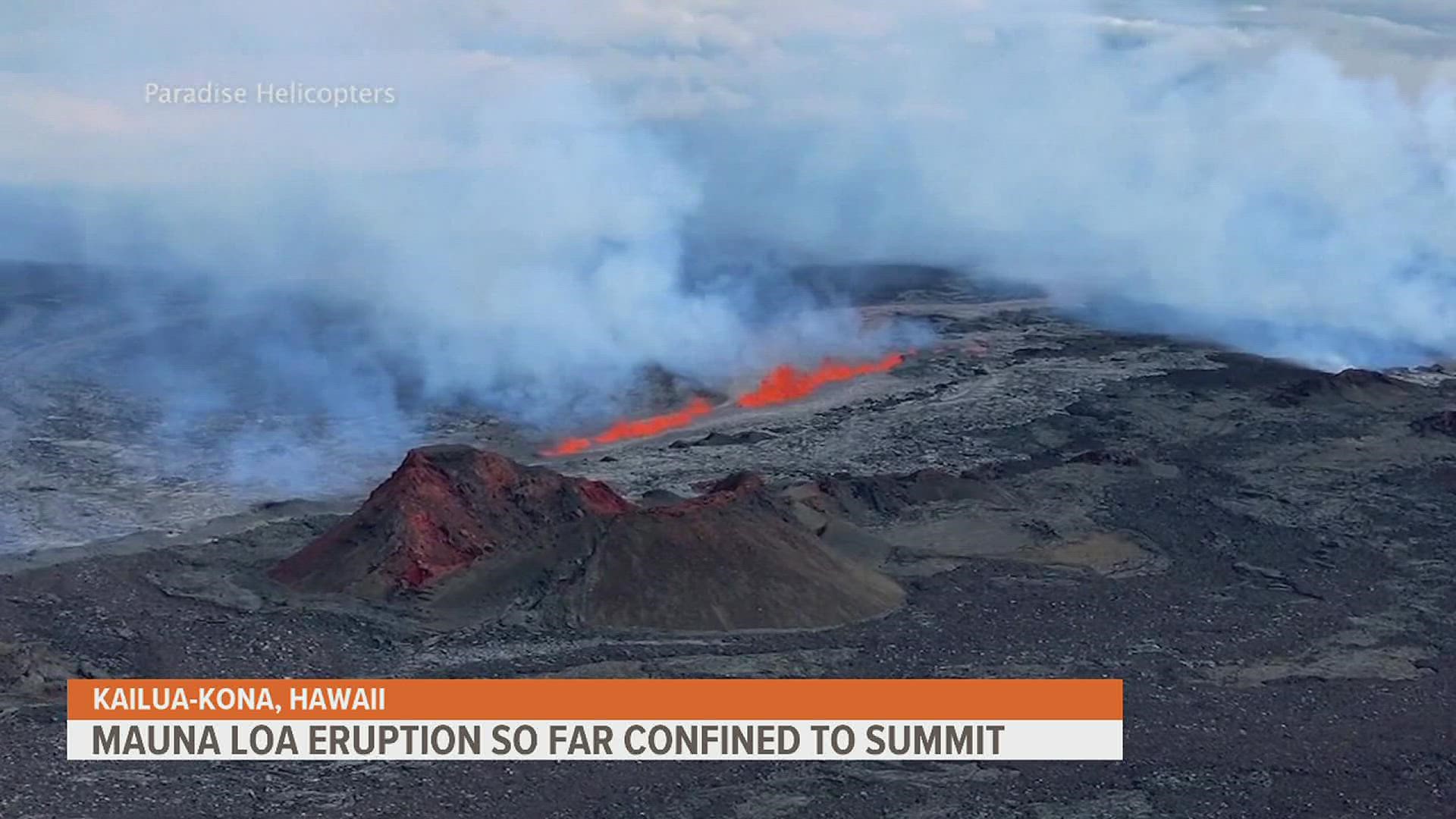 The US geological survey says the eruption began on Monday. Authorities say the lava streams are not threatening communities directly.