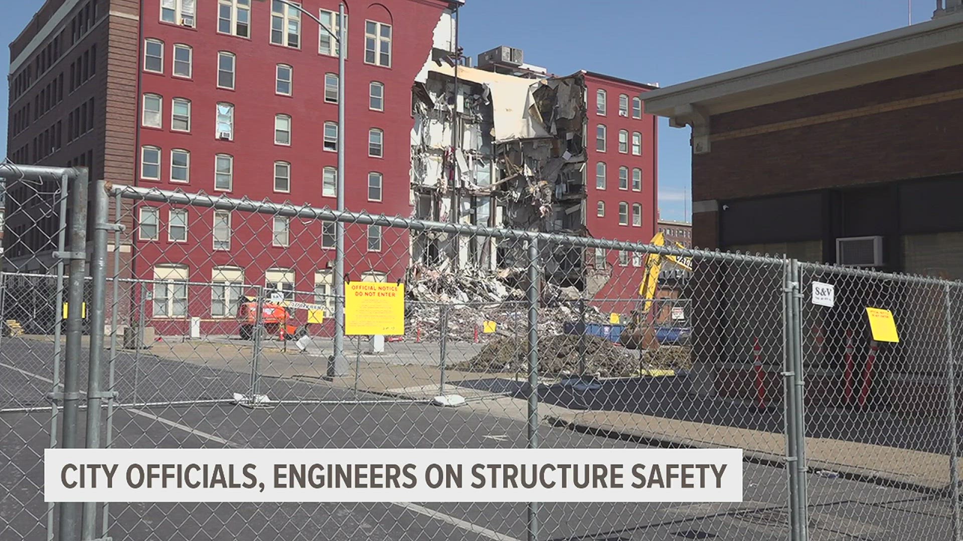 Engineers said the pile of rubble at the base of the collapsed section is not only helping to keep the building upright, but also hampering search and rescue.