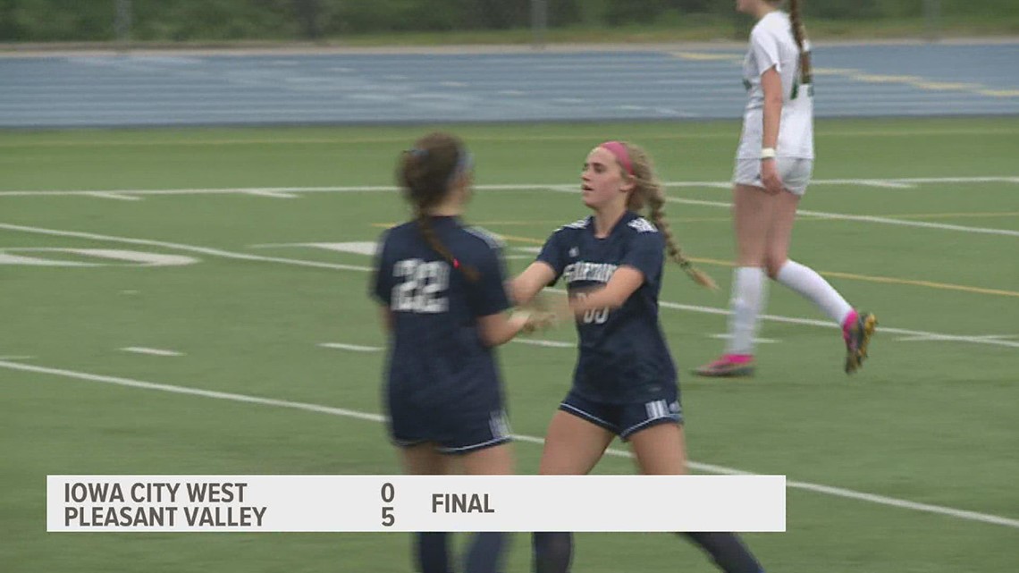QC Girls High School Soccer: Pleasant Valley cruises to 5-0 win over Iowa City