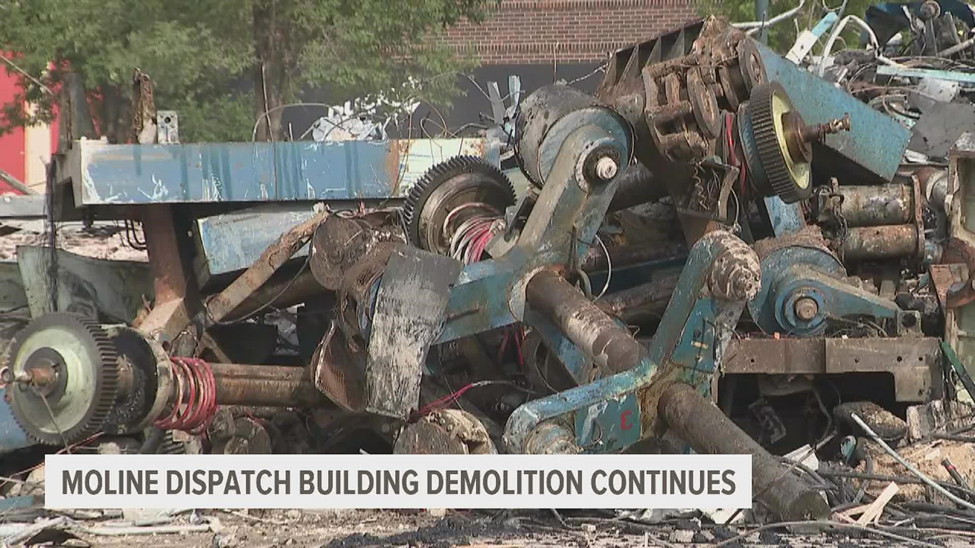 City officials say they aren't sure yet who will move into what's left of the old Moline Dispatch building.