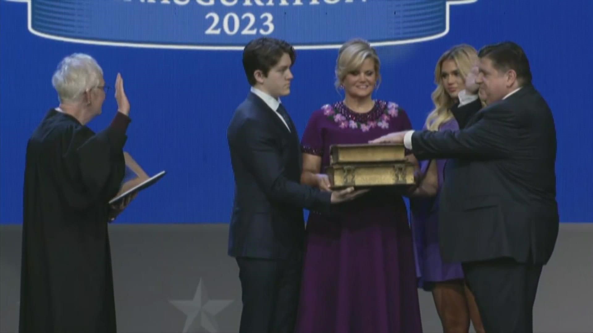 The Democrat was sworn in with his family by his side on Jan. 9 for his second term as Illinois governor.