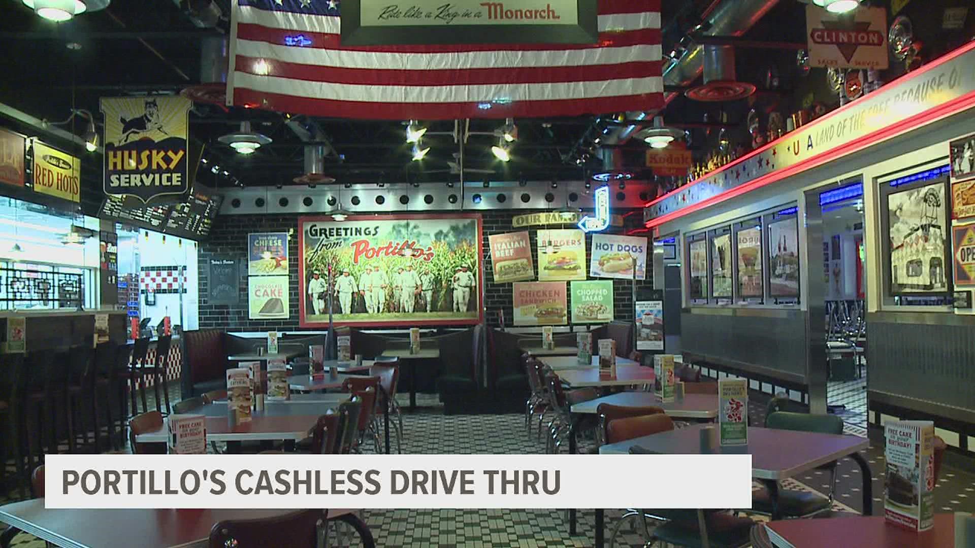 Portillo's will soon only take credit or debit in drive-throughs. The restaurant says it'll be safer for their employees. Cash will still be accepted for diners.