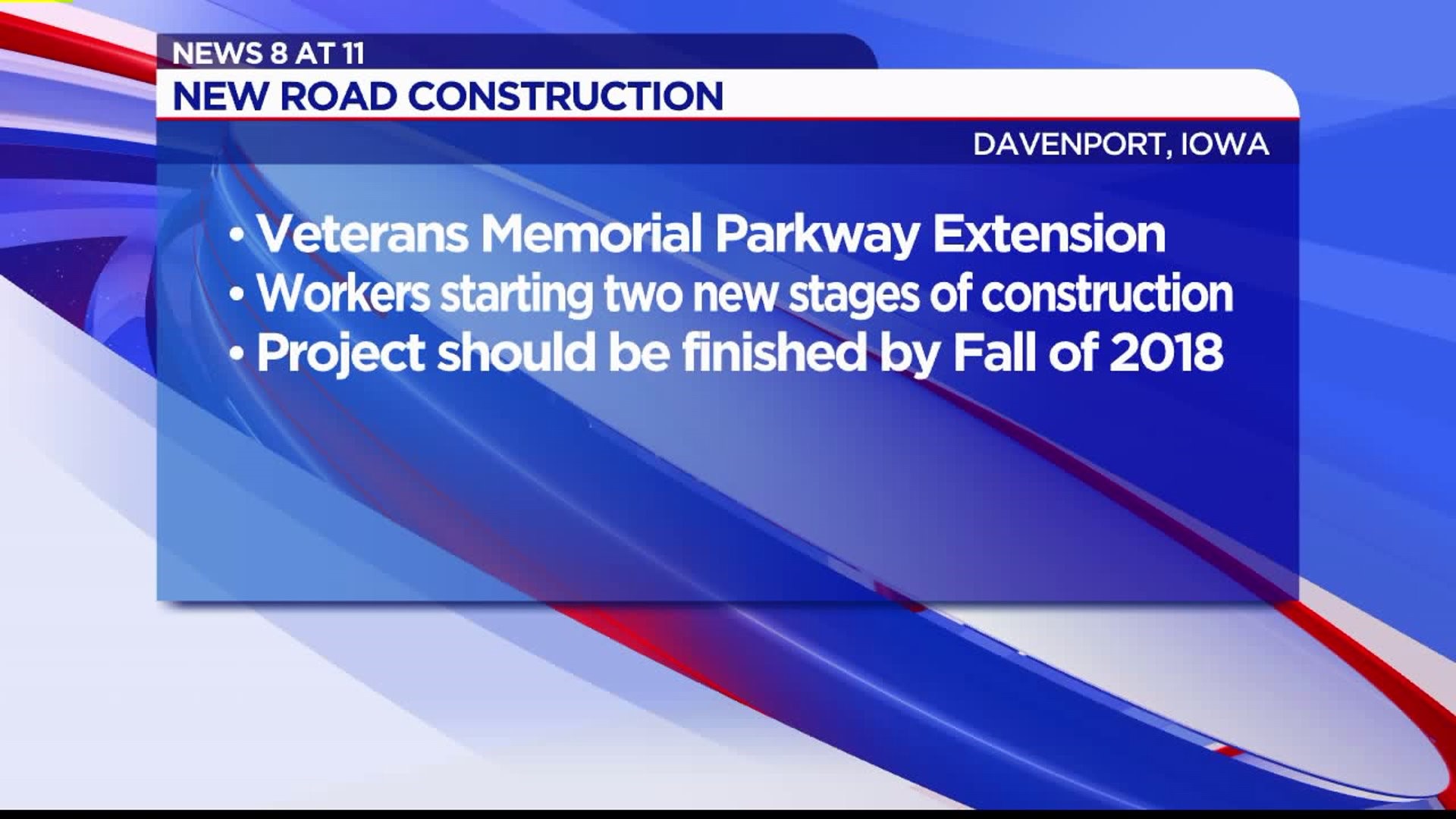 Work on Veterans Memorial Parkway