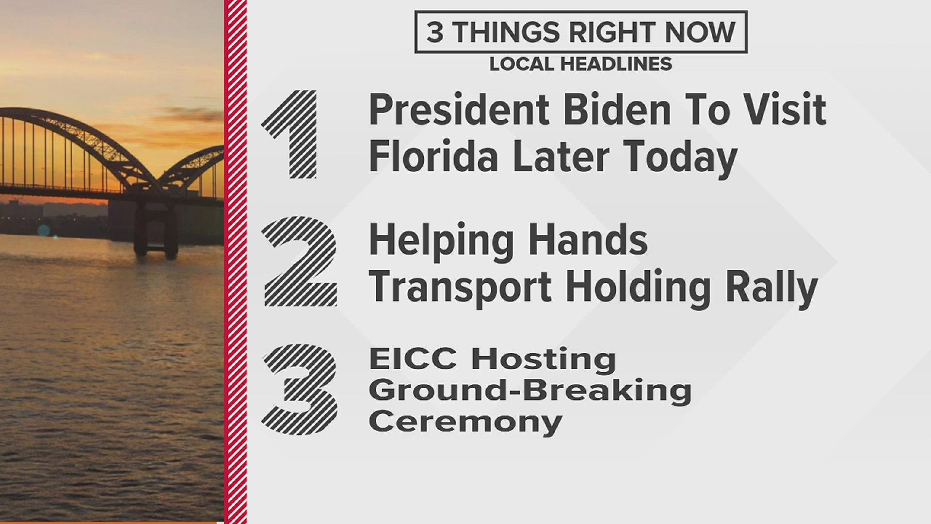 President Biden to survey Hurricane Ian damages in Florida, Helping Hands holds rally at Junge Park and EICC hosts groundbreaking ceremony for Clinton location.
