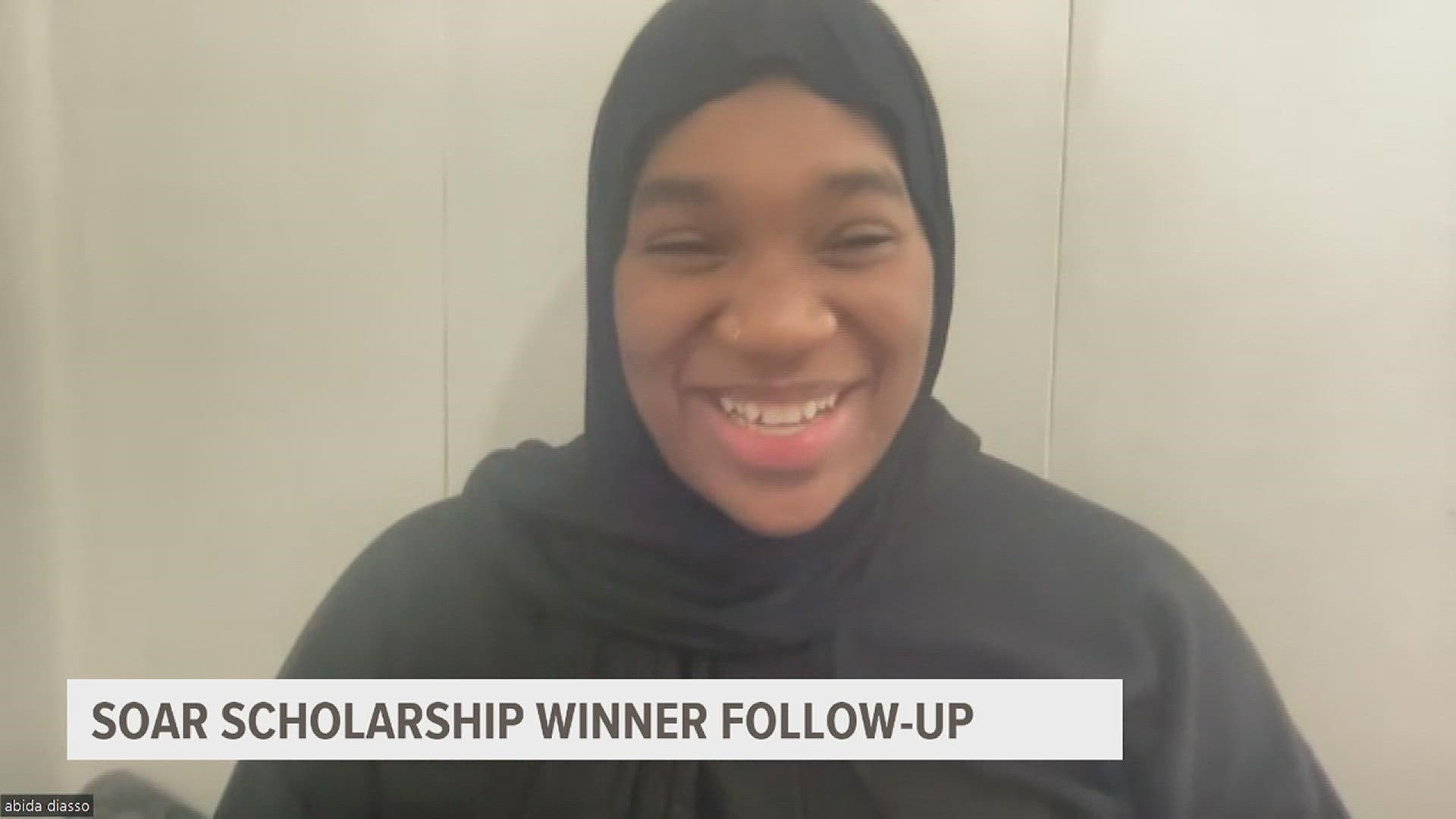 Abida Diasso won one of the SOAR scholarships by The Sedona Group and WQAD News 8 in 2021.