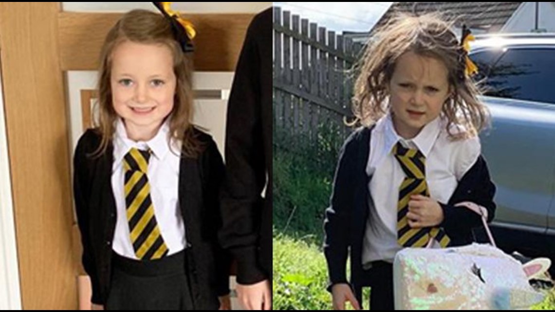 Mom Shares Hilarious Before After Photos Of Daughters First Day Of School 
