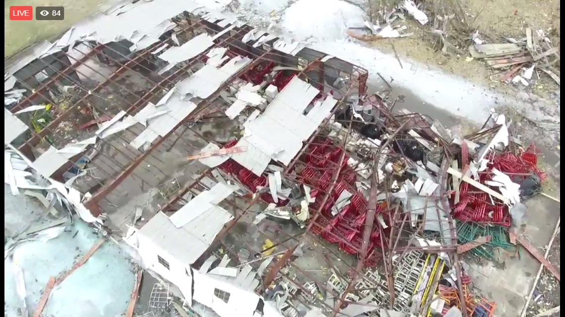 Aerial footage of Illinois tornado damage from News Eight Drone | wqad.com