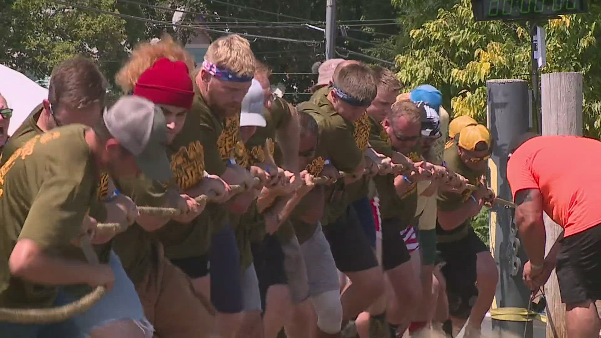 Teams lined up on both sides of the Mississippi River for an epic bi-state tug-of-war competition.