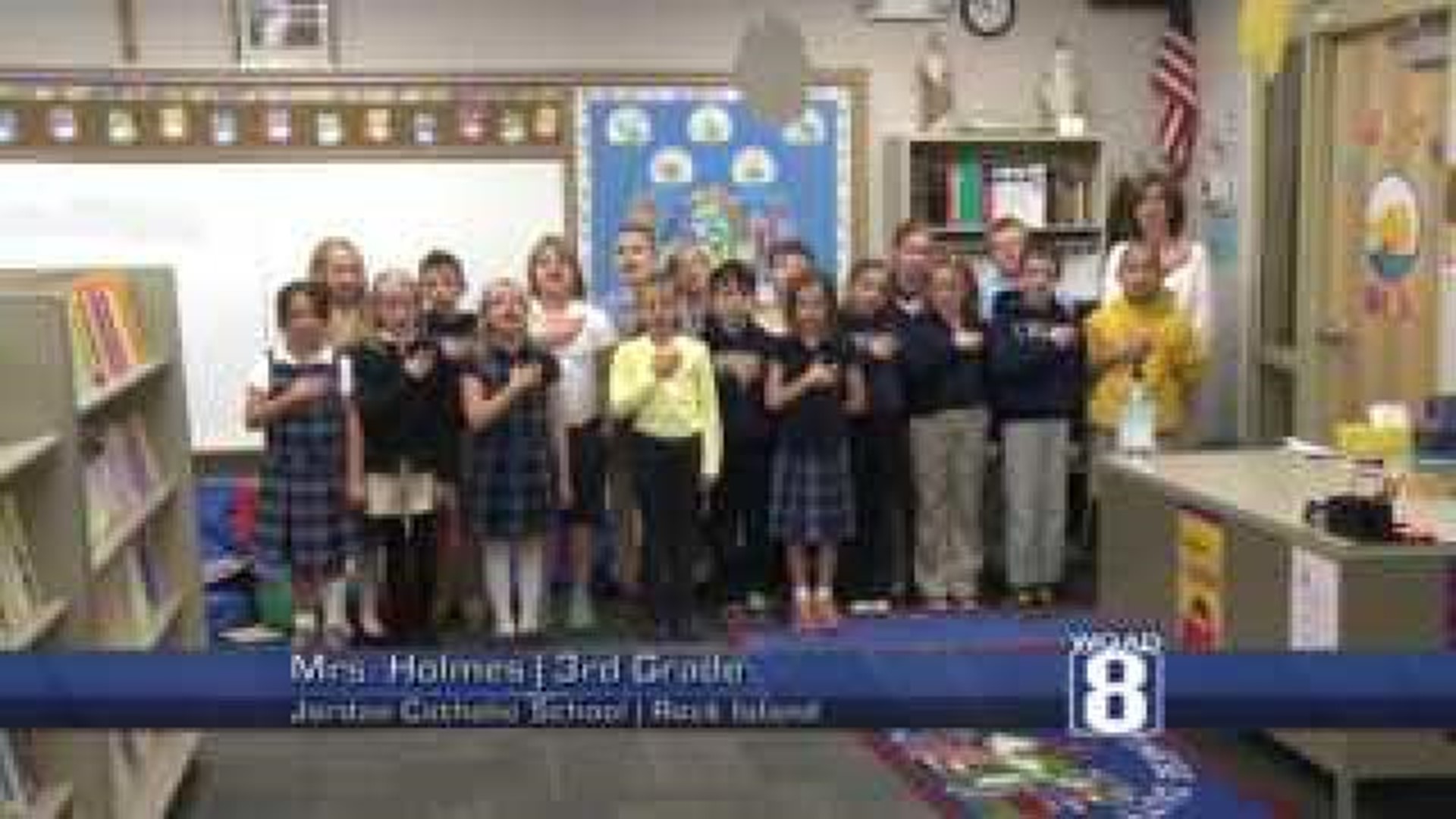 Mrs. Holmes' class recites The Pledge of Allegiance