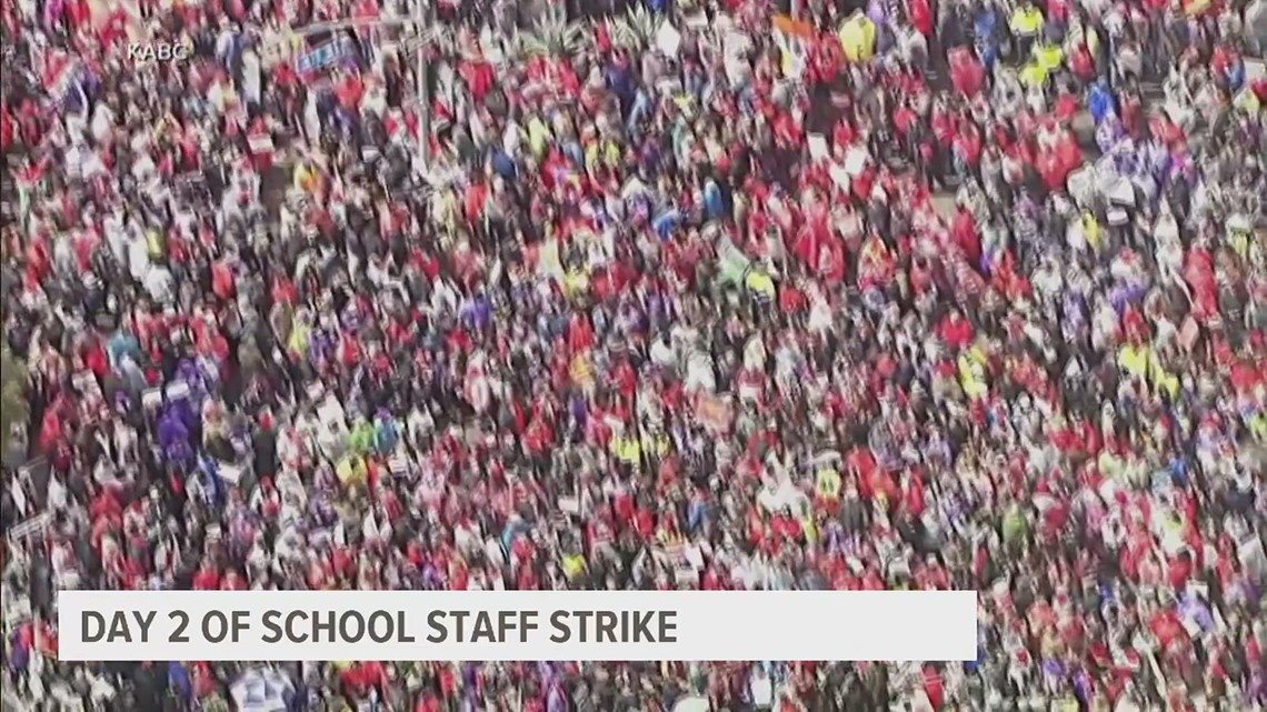 Los Angeles School District enters day 2 of staff strike
