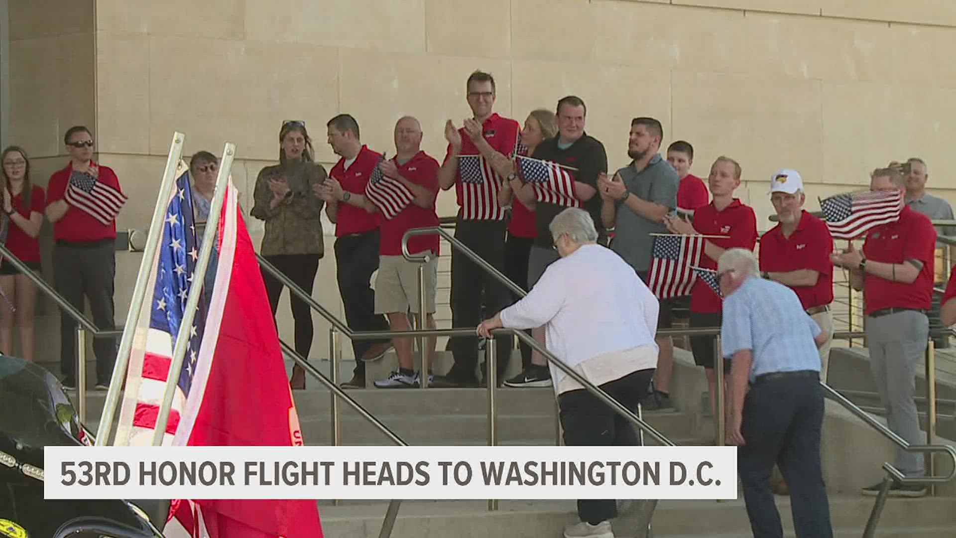 Nearly 100 veterans are heading Tuesday to Washington D.C. for the 53rd Honor Flight.