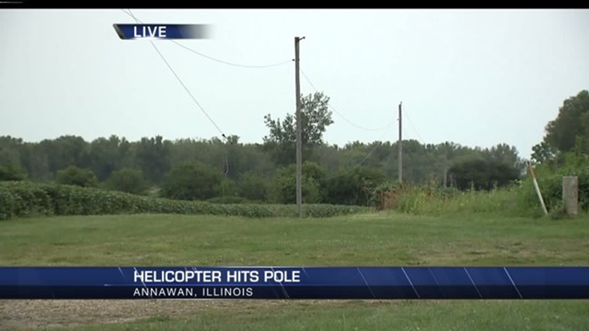 Helicopter hits power line