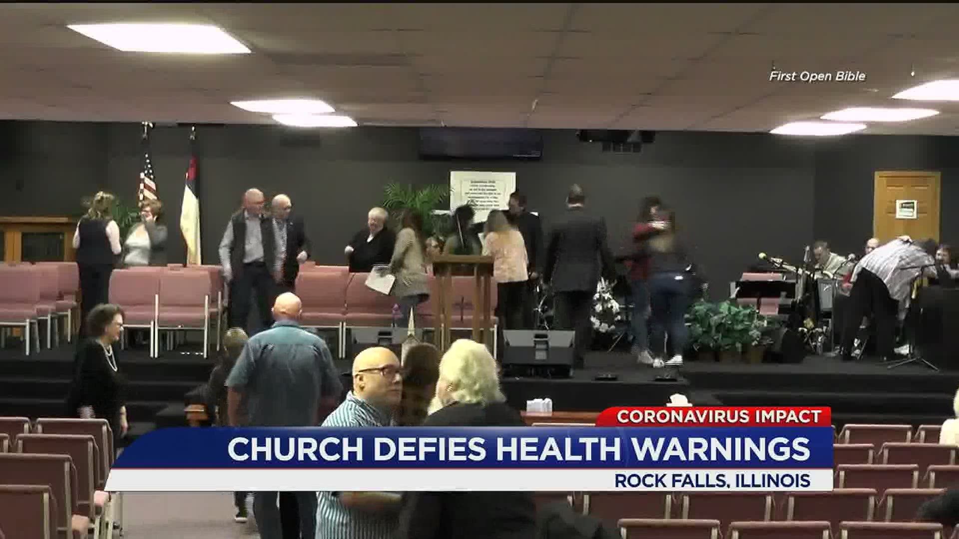 First Open Bible Church is disregarding federal health guidelines and a state mandate restricting gatherings