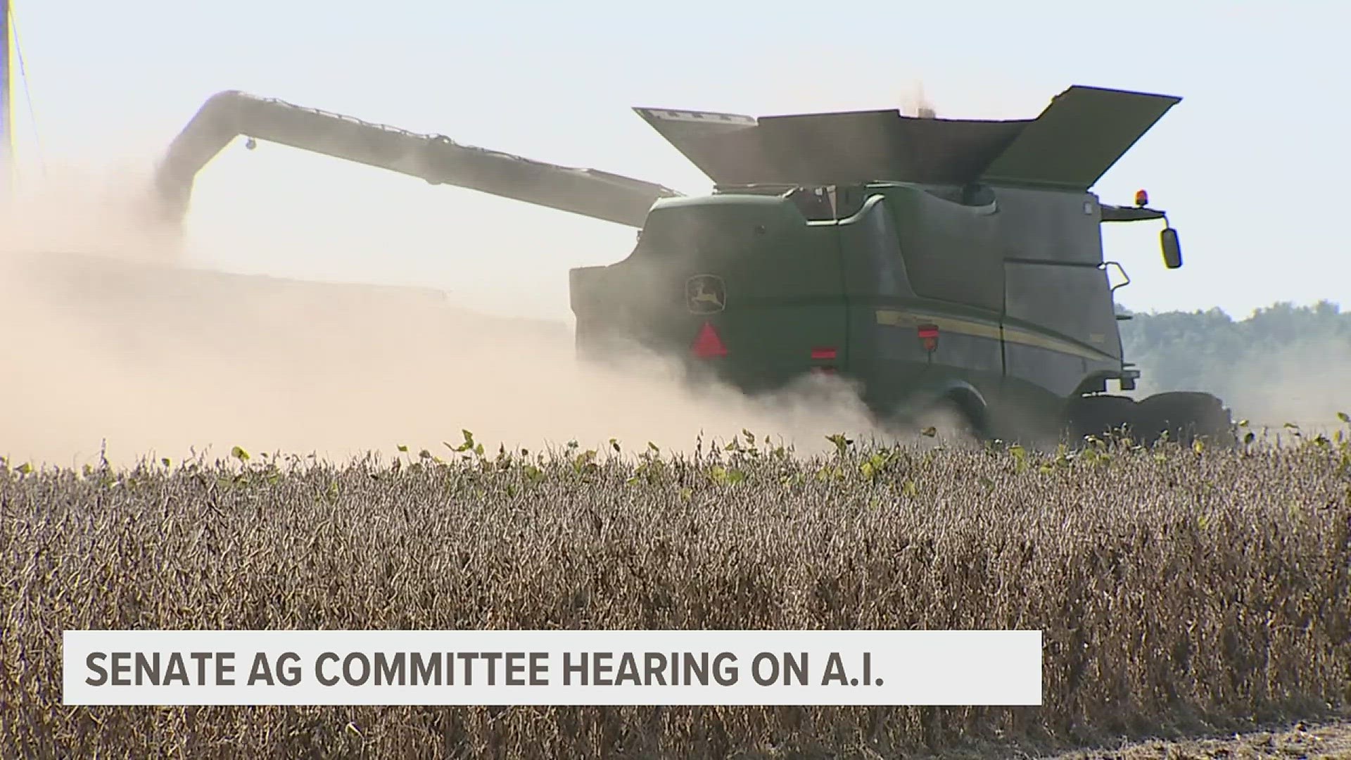 A representative from John Deere was at the hearing and said that A.I. requires a significant amount of user data, which farmers collect when planting or harvesting.