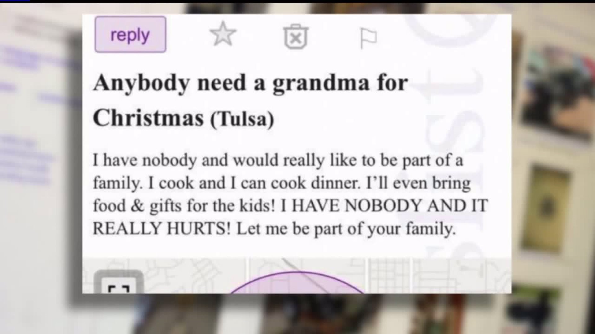 "Grandma" in need of family for Christmas Craigslist ad