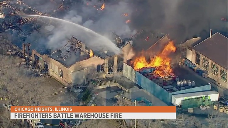 Chicago Heights warehouse bursts into flames