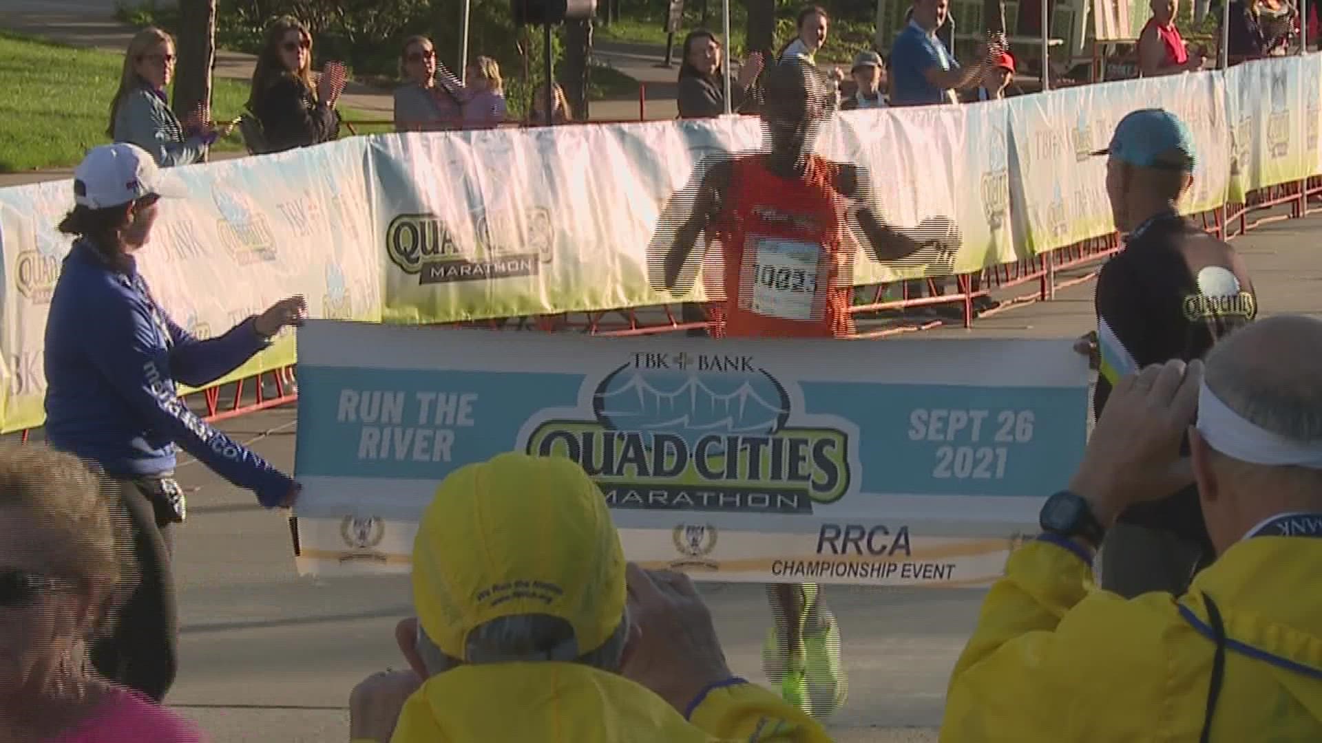 Runners got the chance to run over the old I-74 bridge one last time in the QC Marathon.