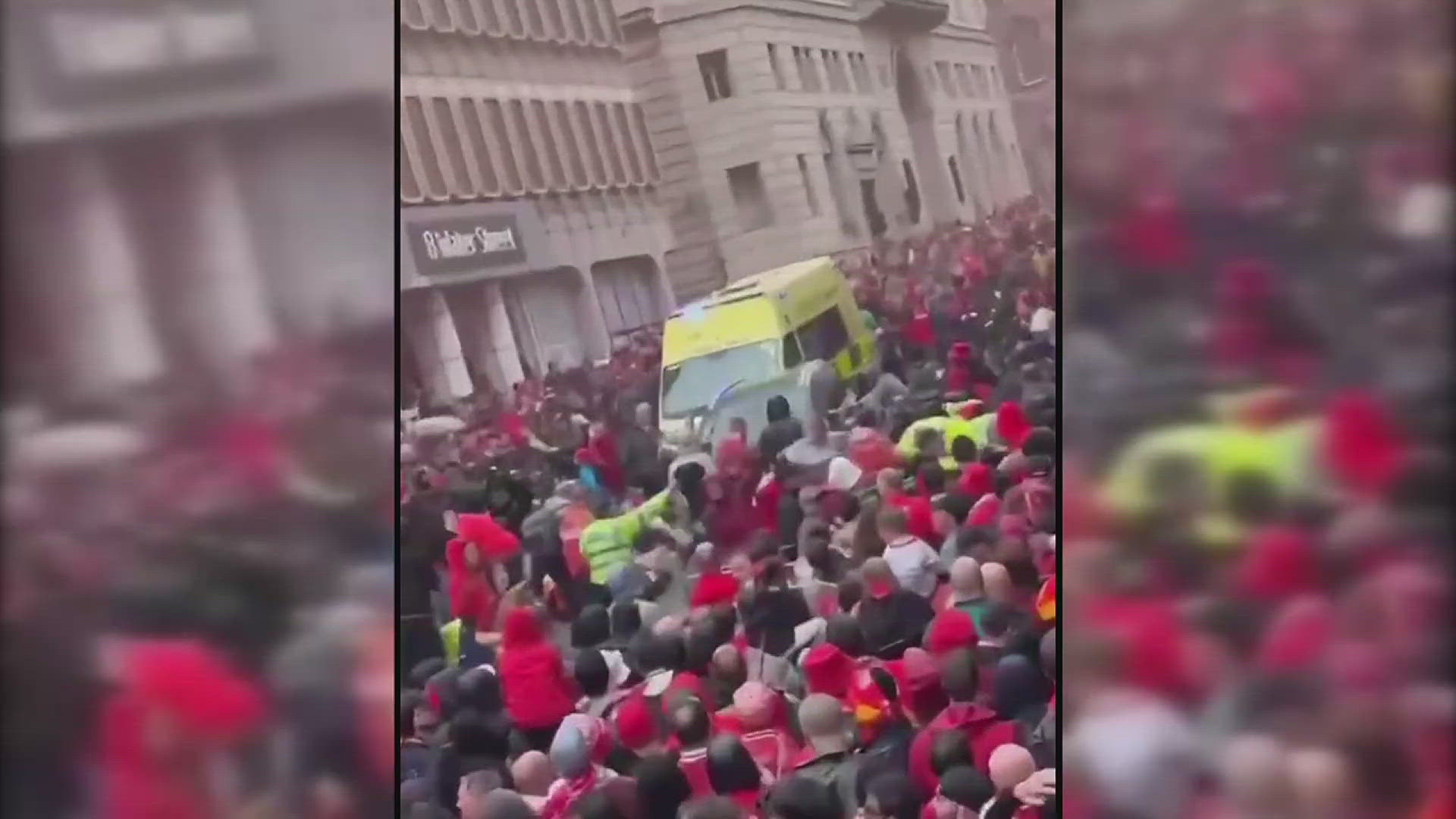 A video on social media appeared to show a gray minivan strike at least one pedestrian and then veer into a larger crowd of people.