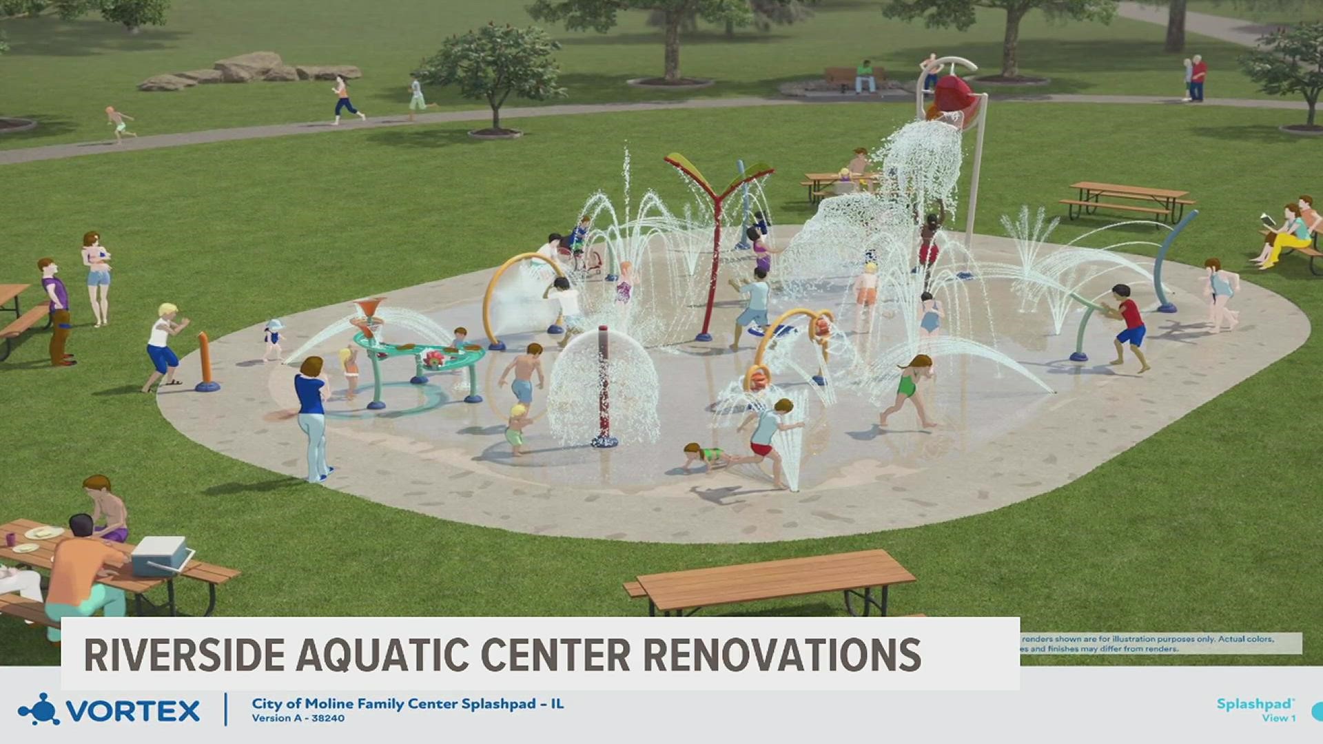 Moline's Riverside Family Aquatic Center will receive over $6.8 million in renovations to take place in 2023. Renovations include a lazy river and a splash pad!